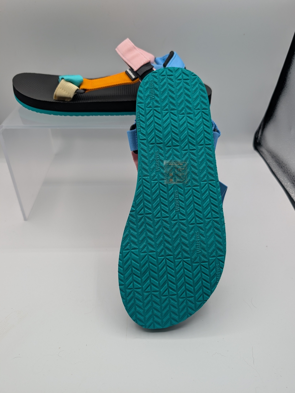 Multicolor Strappy Women's Sandals — Blue, Pink & Teal - Picture 3 of 3